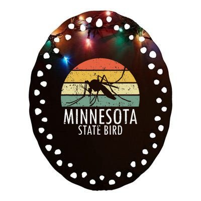 Minnesota Mosquito State Bird Funny Camping Outdoors Ceramic Oval Ornament