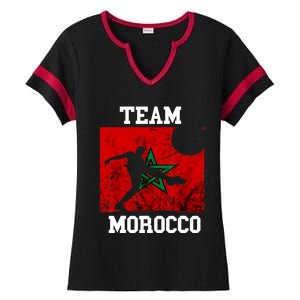 Morocco Moroccan Soccer Team Moroccan Pride Morocco Flag Ladies Halftime Notch Neck Tee