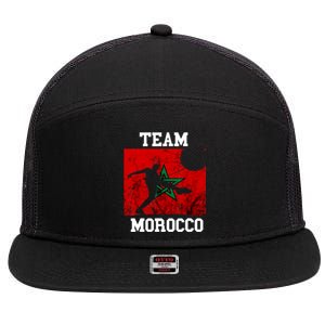 Morocco Moroccan Soccer Team Moroccan Pride Morocco Flag 7 Panel Mesh Trucker Snapback Hat