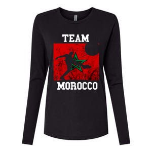 Morocco Moroccan Soccer Team Moroccan Pride Morocco Flag Womens Cotton Relaxed Long Sleeve T-Shirt