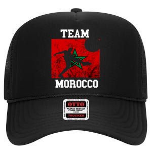 Morocco Moroccan Soccer Team Moroccan Pride Morocco Flag High Crown Mesh Back Trucker Hat