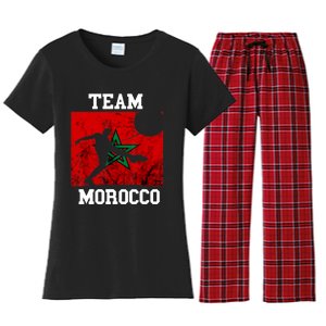 Morocco Moroccan Soccer Team Moroccan Pride Morocco Flag Women's Flannel Pajama Set