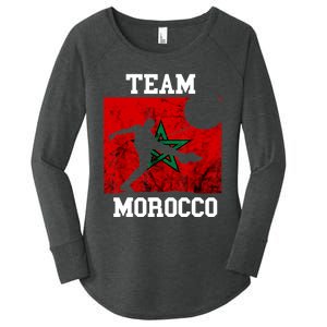 Morocco Moroccan Soccer Team Moroccan Pride Morocco Flag Women's Perfect Tri Tunic Long Sleeve Shirt