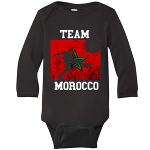 Morocco Moroccan Soccer Team Moroccan Pride Morocco Flag Baby Long Sleeve Bodysuit