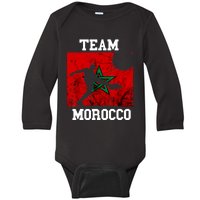 Morocco Moroccan Soccer Team Moroccan Pride Morocco Flag Baby Long Sleeve Bodysuit