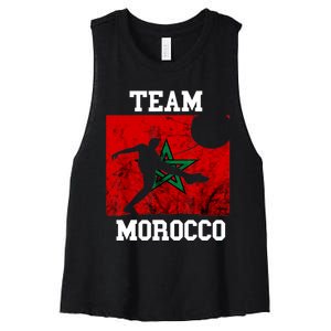 Morocco Moroccan Soccer Team Moroccan Pride Morocco Flag Women's Racerback Cropped Tank