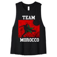 Morocco Moroccan Soccer Team Moroccan Pride Morocco Flag Women's Racerback Cropped Tank