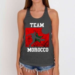 Morocco Moroccan Soccer Team Moroccan Pride Morocco Flag Women's Knotted Racerback Tank