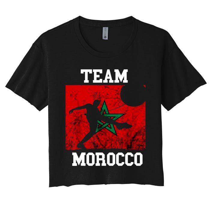 Morocco Moroccan Soccer Team Moroccan Pride Morocco Flag Women's Crop Top Tee