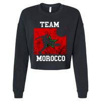 Morocco Moroccan Soccer Team Moroccan Pride Morocco Flag Cropped Pullover Crew