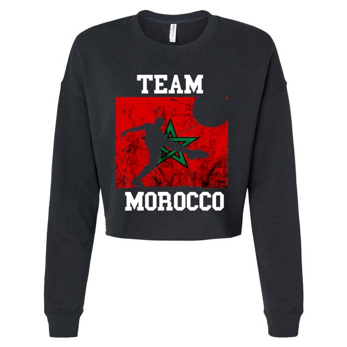 Morocco Moroccan Soccer Team Moroccan Pride Morocco Flag Cropped Pullover Crew