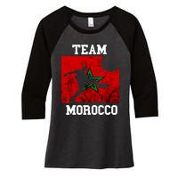 Morocco Moroccan Soccer Team Moroccan Pride Morocco Flag Women's Tri-Blend 3/4-Sleeve Raglan Shirt