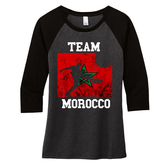 Morocco Moroccan Soccer Team Moroccan Pride Morocco Flag Women's Tri-Blend 3/4-Sleeve Raglan Shirt