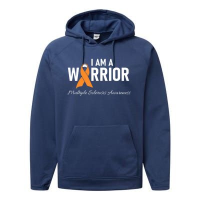 Ms Multiple Sclerosis Awareness Orange Ribbon Gift Performance Fleece Hoodie