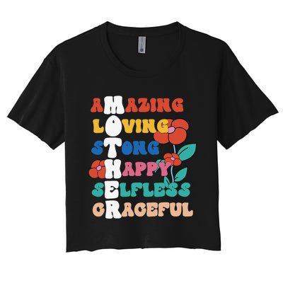 MOTHER Meaning Shirt I Love Mom Mothers Day Women's Crop Top Tee