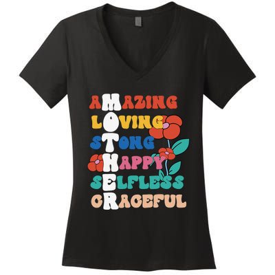 MOTHER Meaning Shirt I Love Mom Mothers Day Women's V-Neck T-Shirt