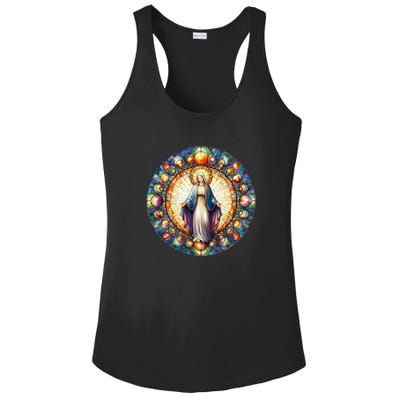 Mother Mary Stained Glass Collection: Mother Of God Jesus Christ Catholic Ladies PosiCharge Competitor Racerback Tank