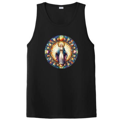 Mother Mary Stained Glass Collection: Mother Of God Jesus Christ Catholic PosiCharge Competitor Tank