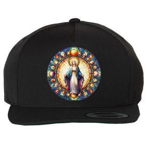 Mother Mary Stained Glass Collection: Mother Of God Jesus Christ Catholic Wool Snapback Cap