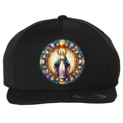 Mother Mary Stained Glass Collection: Mother Of God Jesus Christ Catholic Wool Snapback Cap