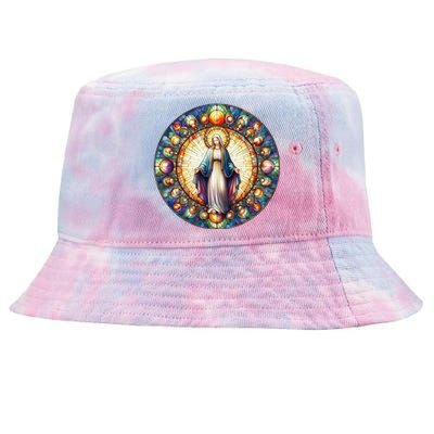 Mother Mary Stained Glass Collection: Mother Of God Jesus Christ Catholic Tie-Dyed Bucket Hat