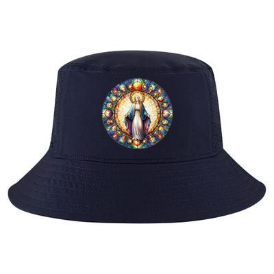 Mother Mary Stained Glass Collection: Mother Of God Jesus Christ Catholic Cool Comfort Performance Bucket Hat