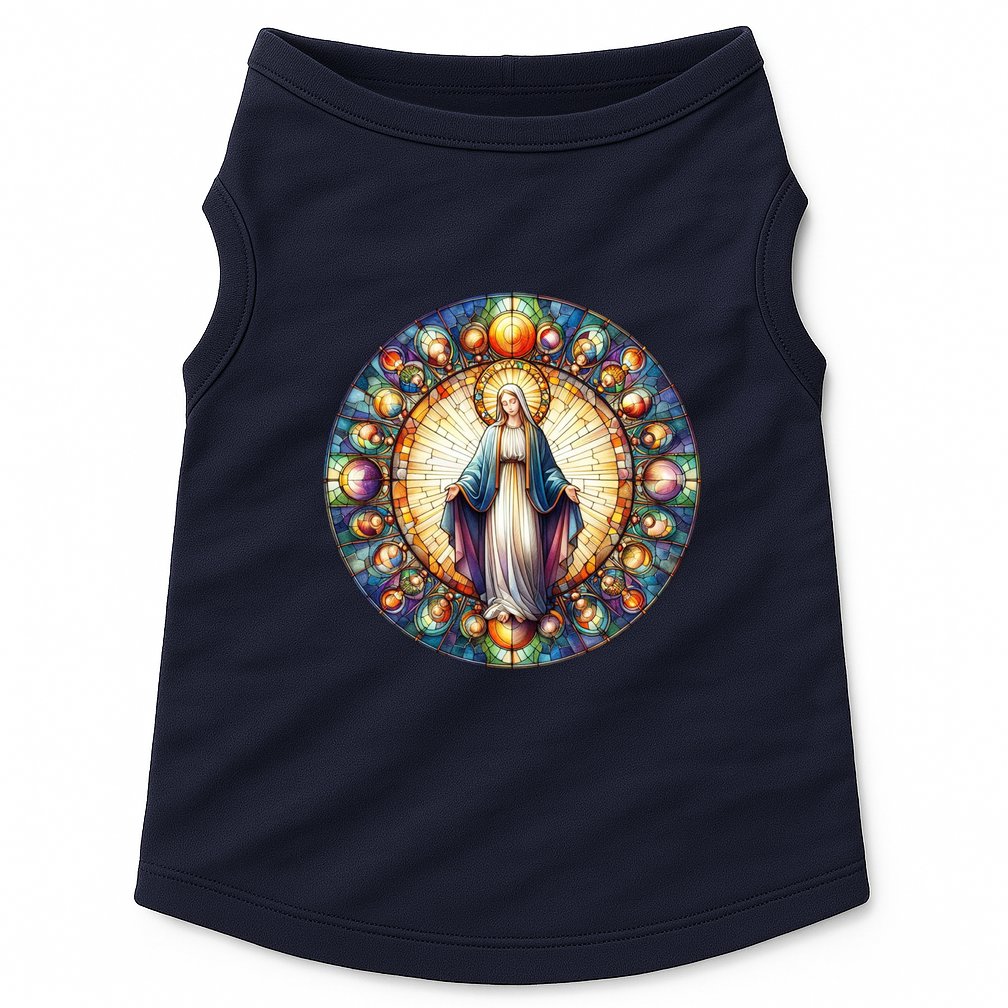 Mother Mary Stained Glass Collection: Mother Of God Jesus Christ Catholic Doggie Tank