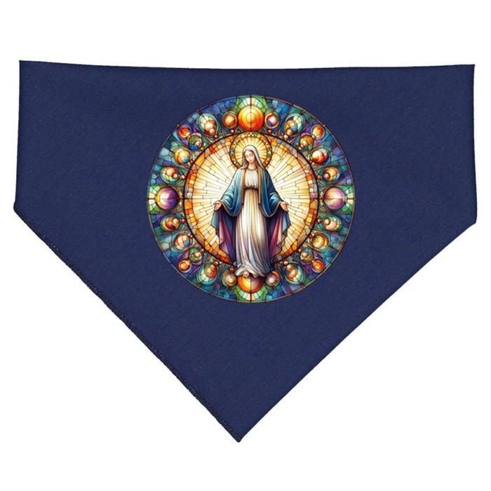 Mother Mary Stained Glass Collection: Mother Of God Jesus Christ Catholic USA-Made Doggie Bandana