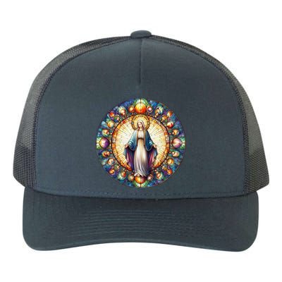 Mother Mary Stained Glass Collection: Mother Of God Jesus Christ Catholic Yupoong Adult 5-Panel Trucker Hat