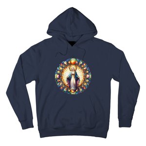 Mother Mary Stained Glass Collection: Mother Of God Jesus Christ Catholic Hoodie