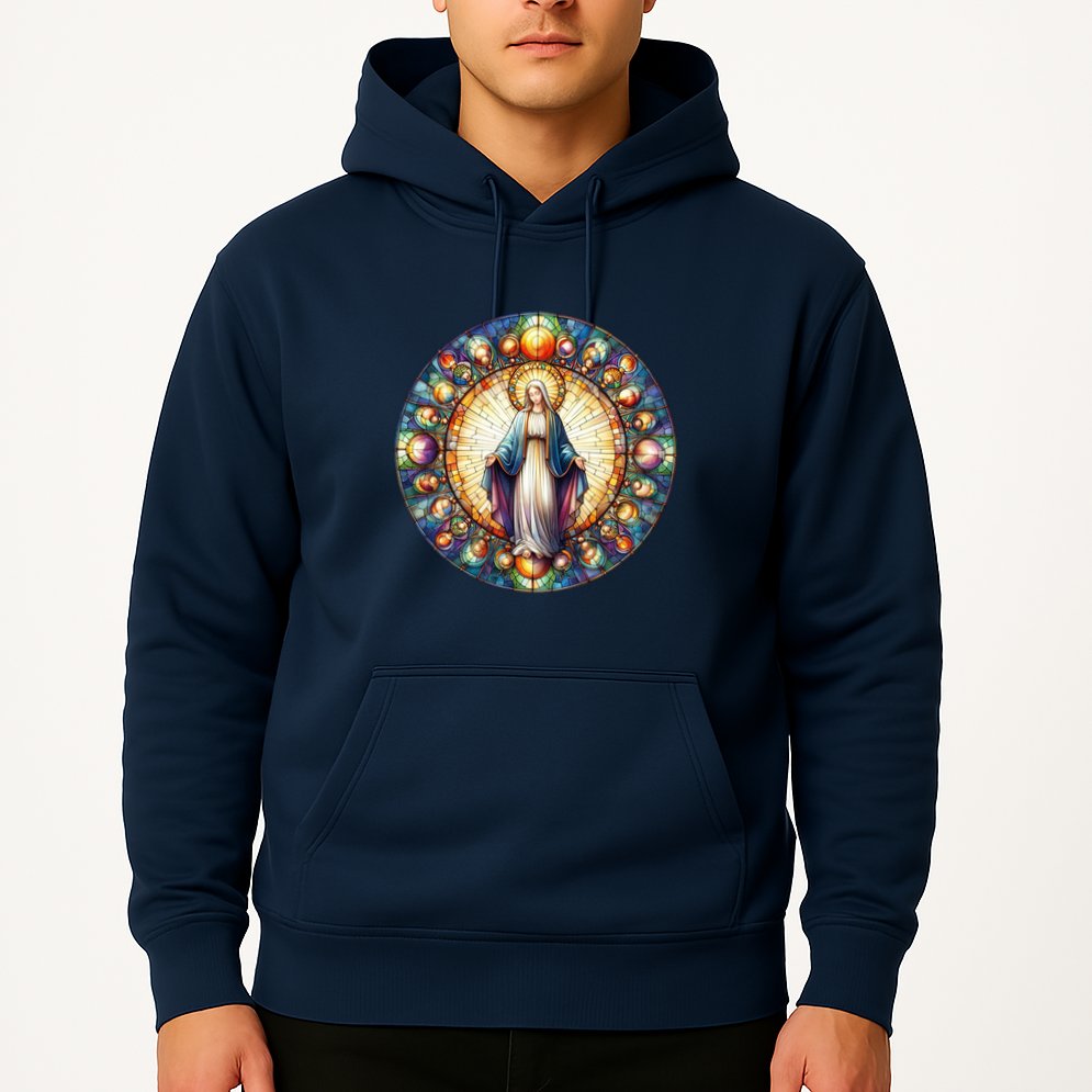 Mother Mary Stained Glass Collection: Mother Of God Jesus Christ Catholic Hoodie