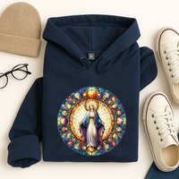 Mother Mary Stained Glass Collection: Mother Of God Jesus Christ Catholic Hoodie