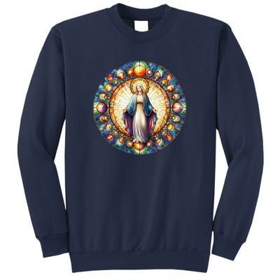 Mother Mary Stained Glass Collection: Mother Of God Jesus Christ Catholic Sweatshirt