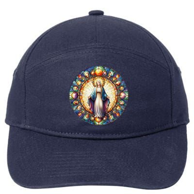 Mother Mary Stained Glass Collection: Mother Of God Jesus Christ Catholic 7-Panel Snapback Hat