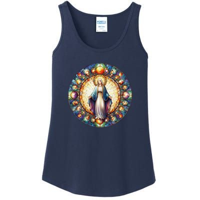 Mother Mary Stained Glass Collection: Mother Of God Jesus Christ Catholic Ladies Essential Tank