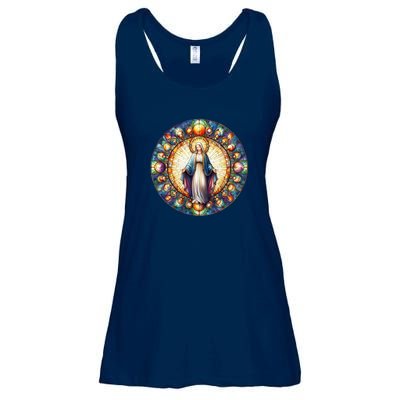 Mother Mary Stained Glass Collection: Mother Of God Jesus Christ Catholic Ladies Essential Flowy Tank