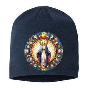 Mother Mary Stained Glass Collection: Mother Of God Jesus Christ Catholic Sustainable Beanie