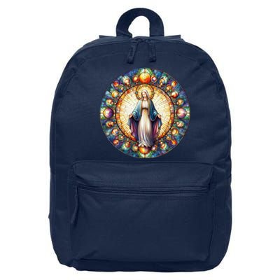 Mother Mary Stained Glass Collection: Mother Of God Jesus Christ Catholic 16 in Basic Backpack