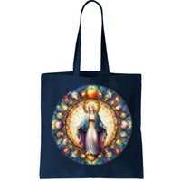 Mother Mary Stained Glass Collection: Mother Of God Jesus Christ Catholic Tote Bag