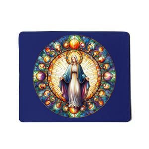 Mother Mary Stained Glass Collection: Mother Of God Jesus Christ Catholic Mousepad