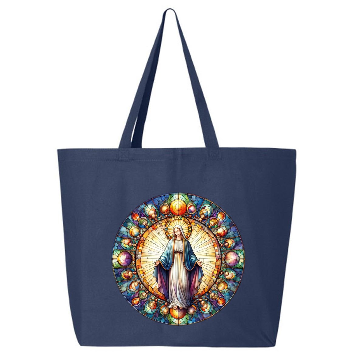 Mother Mary Stained Glass Collection: Mother Of God Jesus Christ Catholic 25L Jumbo Tote