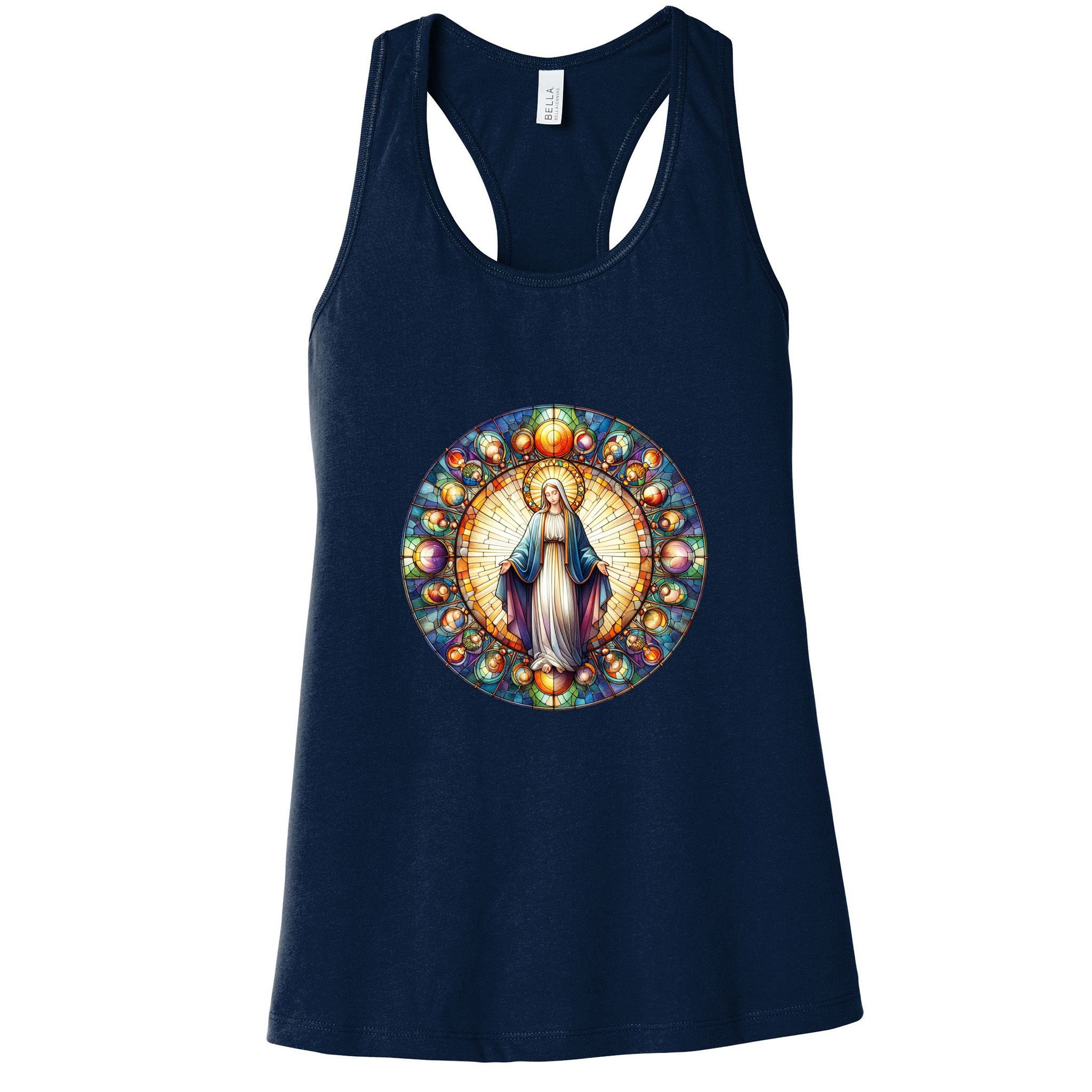 Mother Mary Stained Glass Collection: Mother Of God Jesus Christ Catholic Womens Tank Top