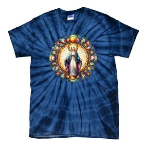 Mother Mary Stained Glass Collection: Mother Of God Jesus Christ Catholic Tie-Dye T-Shirt