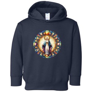 Mother Mary Stained Glass Collection: Mother Of God Jesus Christ Catholic Toddler Hoodie