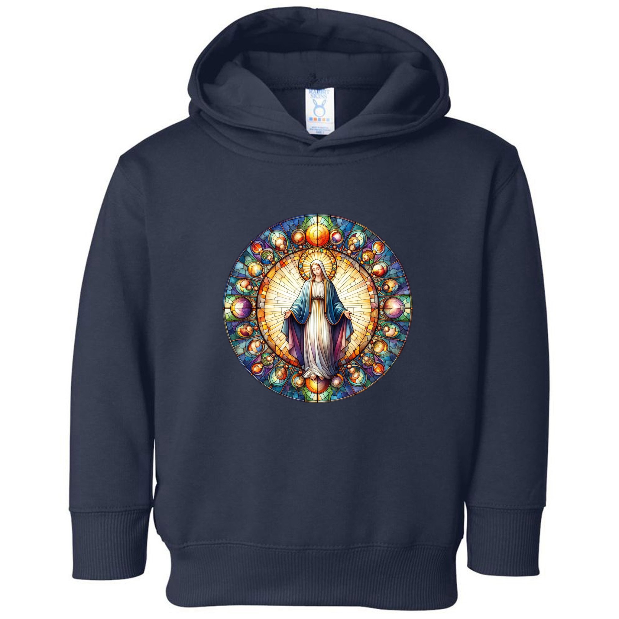 Mother Mary Stained Glass Collection: Mother Of God Jesus Christ Catholic Toddler Hoodie