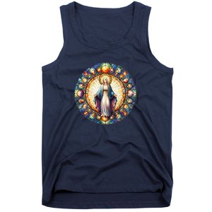 Mother Mary Stained Glass Collection: Mother Of God Jesus Christ Catholic Tank Top