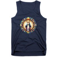 Mother Mary Stained Glass Collection: Mother Of God Jesus Christ Catholic Tank Top