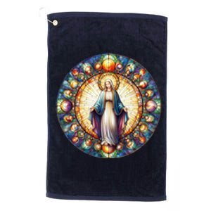 Mother Mary Stained Glass Collection: Mother Of God Jesus Christ Catholic Platinum Collection Golf Towel