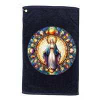 Mother Mary Stained Glass Collection: Mother Of God Jesus Christ Catholic Platinum Collection Golf Towel