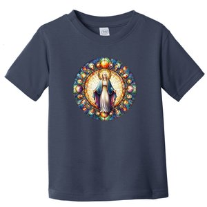 Mother Mary Stained Glass Collection: Mother Of God Jesus Christ Catholic Toddler T-Shirt